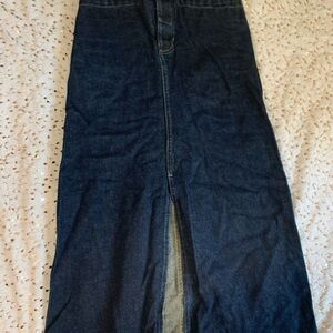 Quicksilver Roxy Jean L Vintage Long Skirt Women’s Ladies Front Slit Denim Maxi